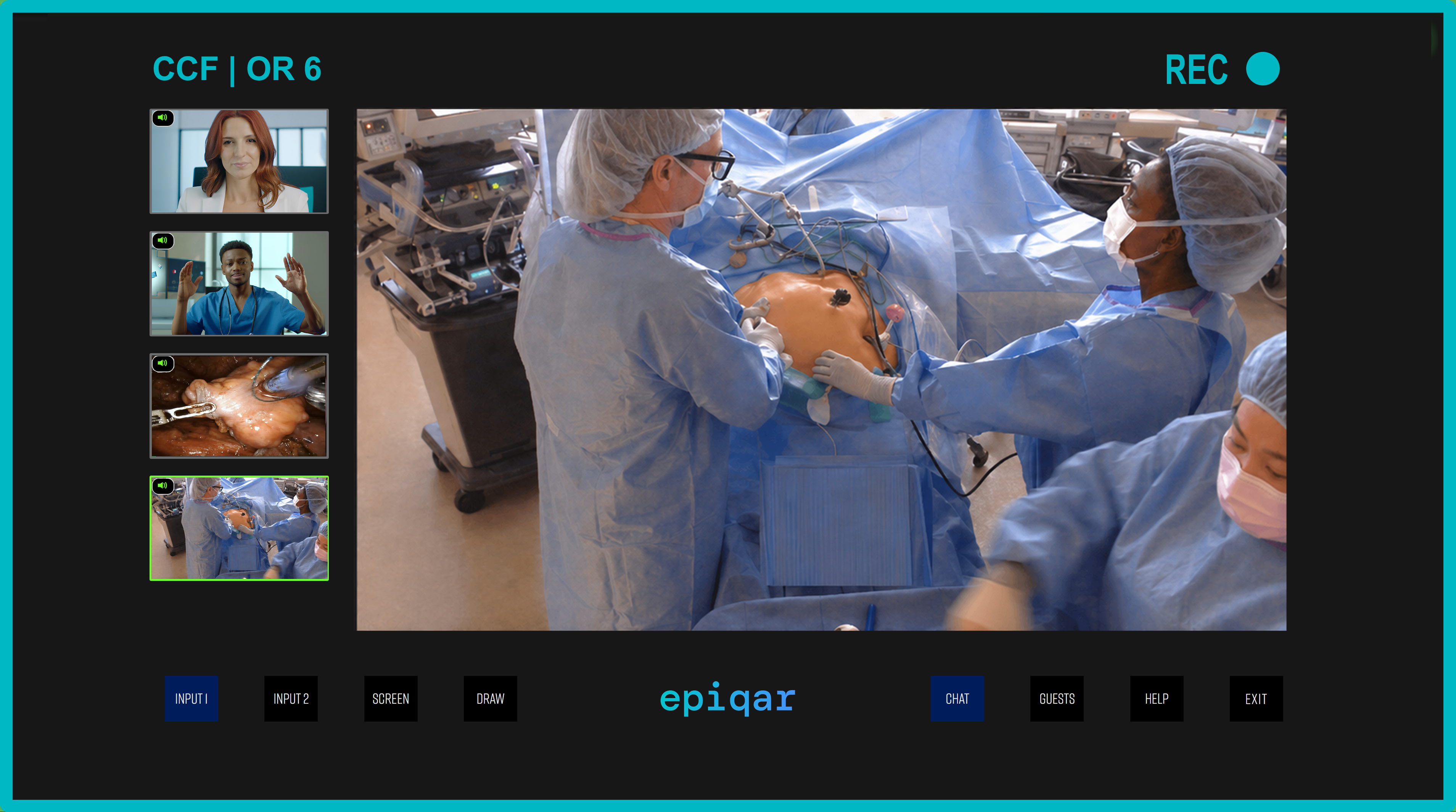 epiqar Blue live session interface showing resilient multi-participant surgical collaboration